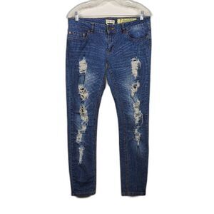 Indigo Rein Distressed Skinny Jeans Womans Size 11 Jr Blue